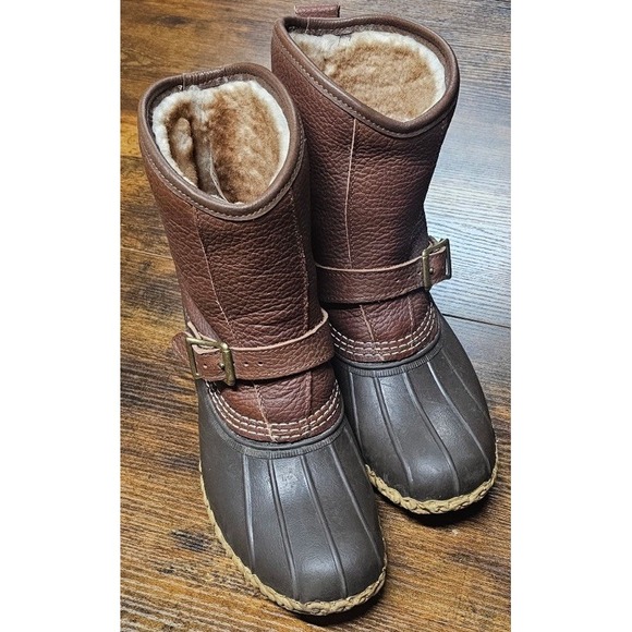 L.L. Bean Other - LLBean Men's Lounger L.E Tumbled Leather Shearling Lined Boots Sz 8 M USA